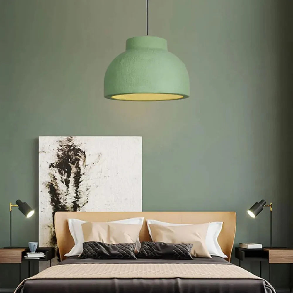 Pendant Light Polystyrene Dome 15.4 in White Dining Room Kitchen Island Hanging Ceiling Lamp Minimalist Nordic Wabi Sabi | Thomler