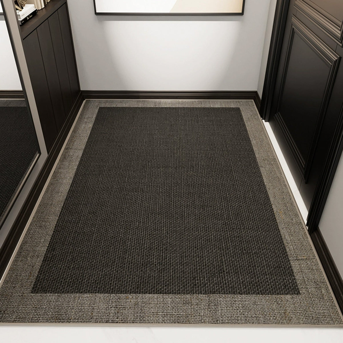 Woven Entry Mat with Accent Trim – Natural Fiber Floor Protection for Hallways & Doorways | Thomler