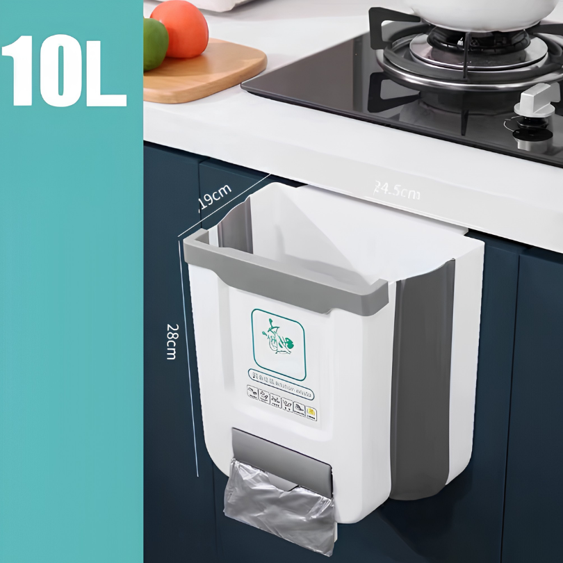 Over-Cabinet Door Waste Bin Organizer – Space-Saving Collapsible Kitchen Trash Holder for Countertop Prep & Cleanup | Thomler