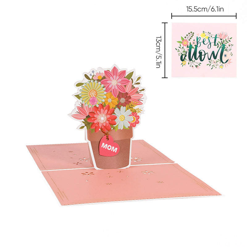 Popup Flower Greeting Card with 3D Laser-Cut Design for Mom, Grandma & Special Occasions | Thomler