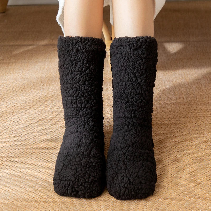 Fleece-Lined House Socks for Cold Weather – Slip-On Cushioned Slipper Socks for Lounging, Sleeping & Everyday Indoor Wear | Thomler