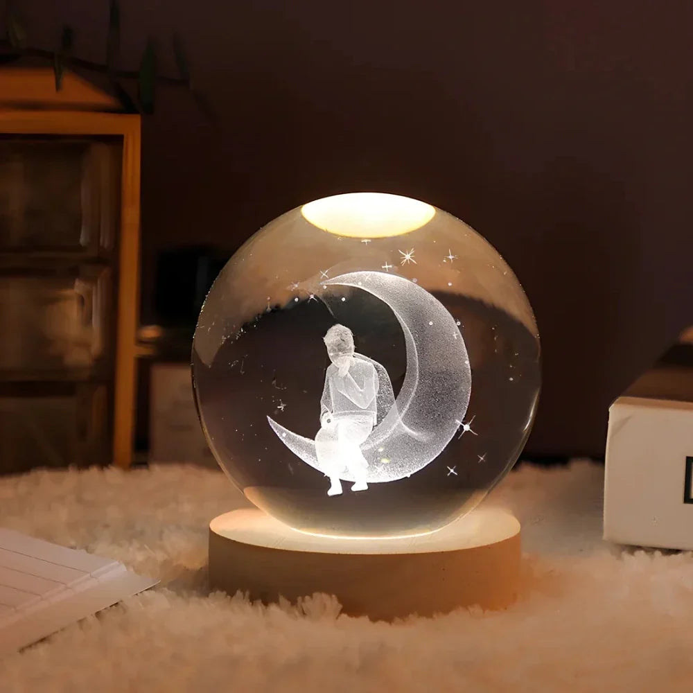 Cosmic Crystal Ball Night Light with LED Color Display | 25 Space Designs | USB Powered Galaxy Sphere Lamp for Bedroom, Living Room & Gift | Thomler