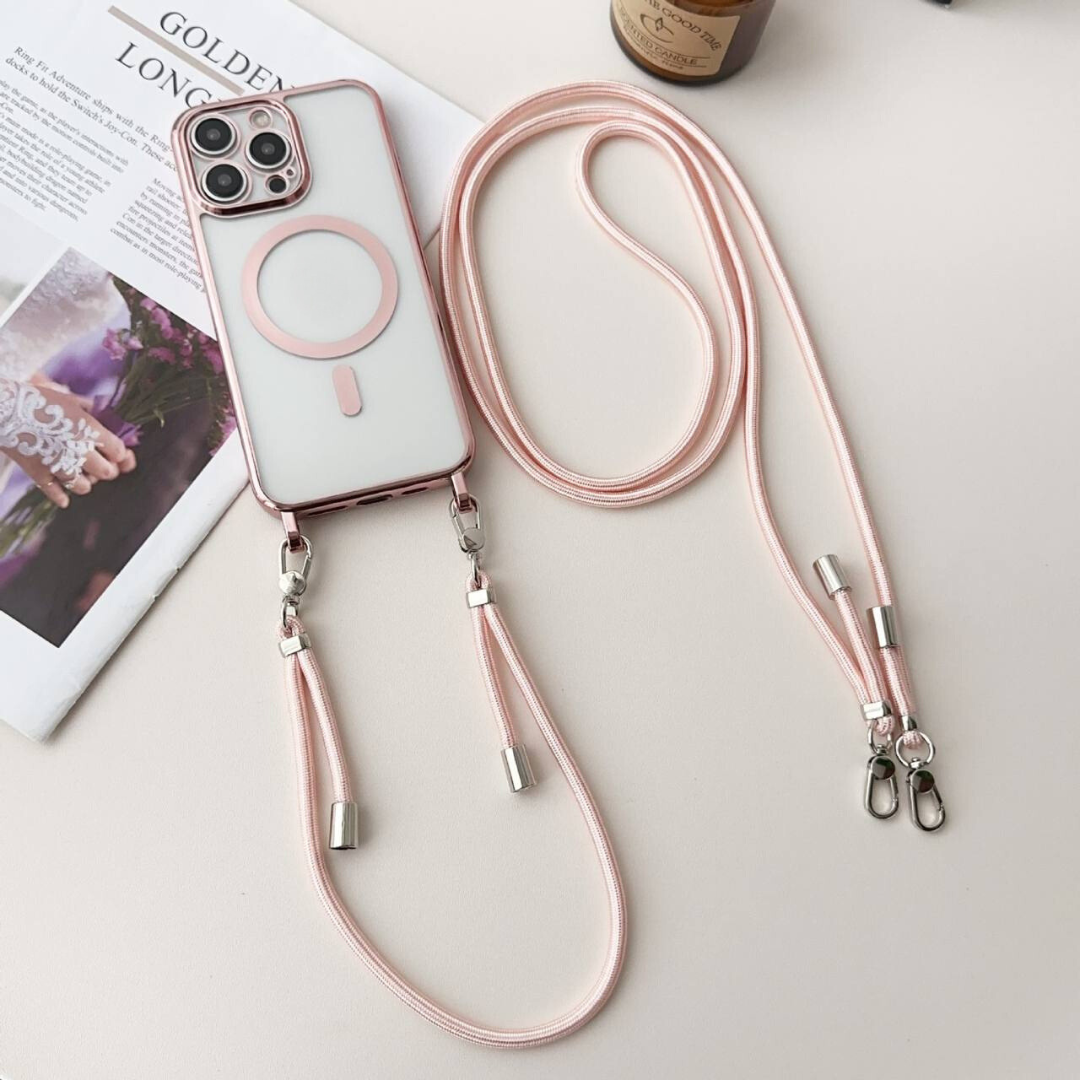 MagSafe Crossbody iPhone Case with Adjustable Strap for Hands-Free Carrying | Compatible with All MagSafe Accessories | Slim Protective | Thomler