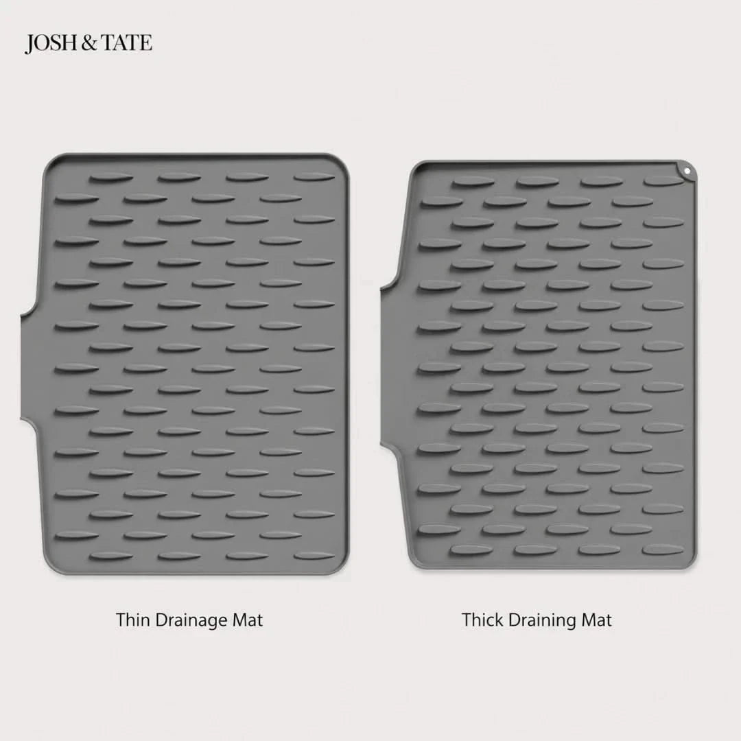 Silicone Kitchen Counter Mat with Drainage Channels for Dishes Pots Cutting Boards Heat-Resistant Non-Slip Drying Pad | Thomler