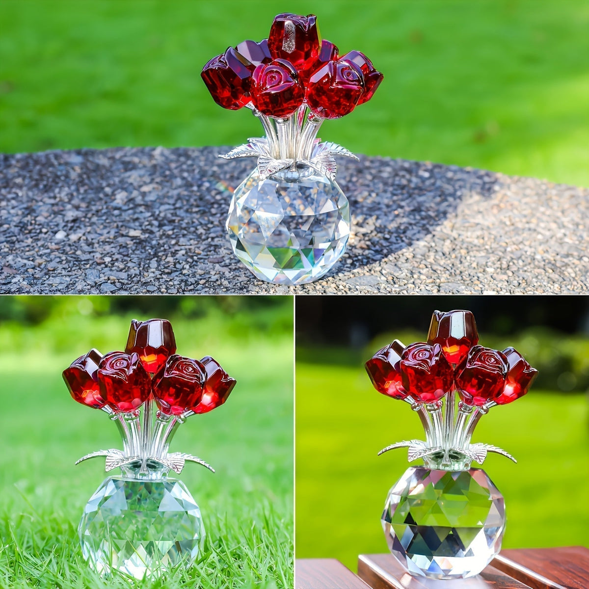 Crystal Rose Arrangement Everlasting Floral Display Centerpiece Gift | Thomler