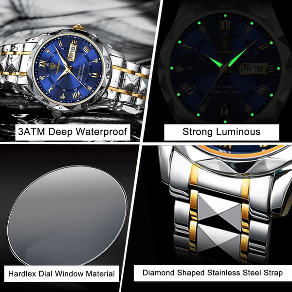 Men's Analog Quartz Watch with Luminous Hands, Date Window, and Stainless Steel Band for Business & Everyday Wear | Thomler