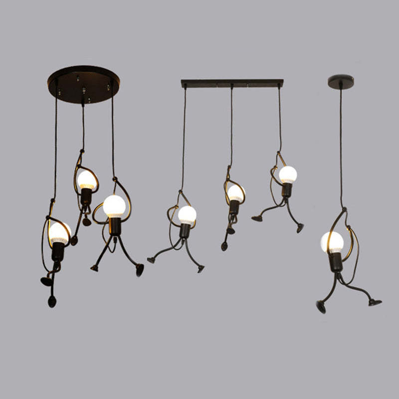 Superhero Silhouette Metal Pendant Light with Adjustable Cable & LED Bulbs | Thomler