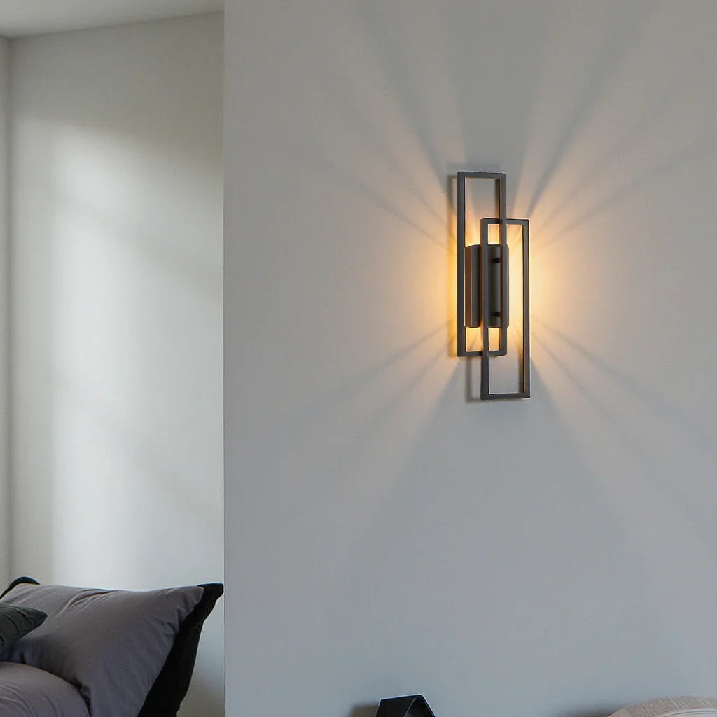 Wall Lamp Aluminium 40.0 cm Matte Black Bedroom Hallway Integrated LED Geometric Warm White Accent Lighting | Thomler