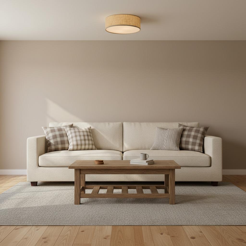 Fabric Flush Mount Drum Shade Ceiling Light for Bedroom & Living Room – Hardwire Installation | Thomler