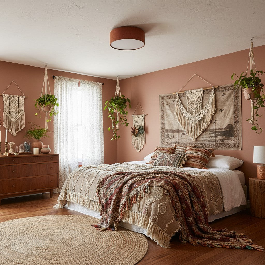 Fabric Flush Mount Drum Shade Ceiling Light for Bedroom & Living Room – Hardwire Installation | Thomler
