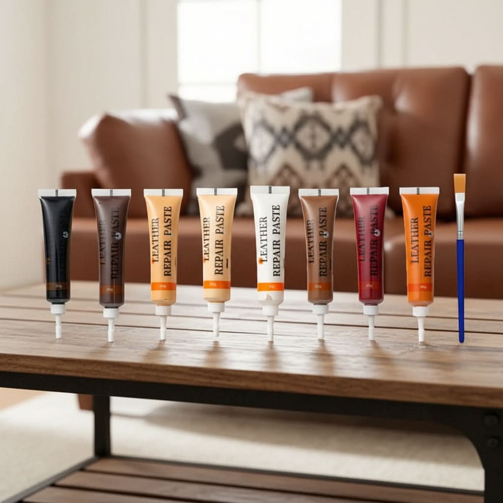 Leather & Vinyl Repair Kit for Couches, Car Interiors & Upholstery – 12 Color Options for Furniture Touch-Ups | Thomler