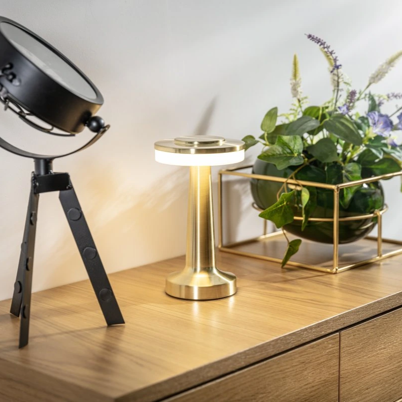 Table Lamp Metal 21.0 cm USB Rechargeable Dimmable Bedroom Restaurant Wireless LED Mood Lighting | Thomler