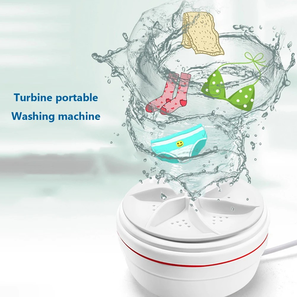 Portable Mini Washing Turbine for Travel, Camping & Small Spaces – Ultrasonic Clothes Cleaner with 4 Wash Modes for Laundry, Produce | Thomler