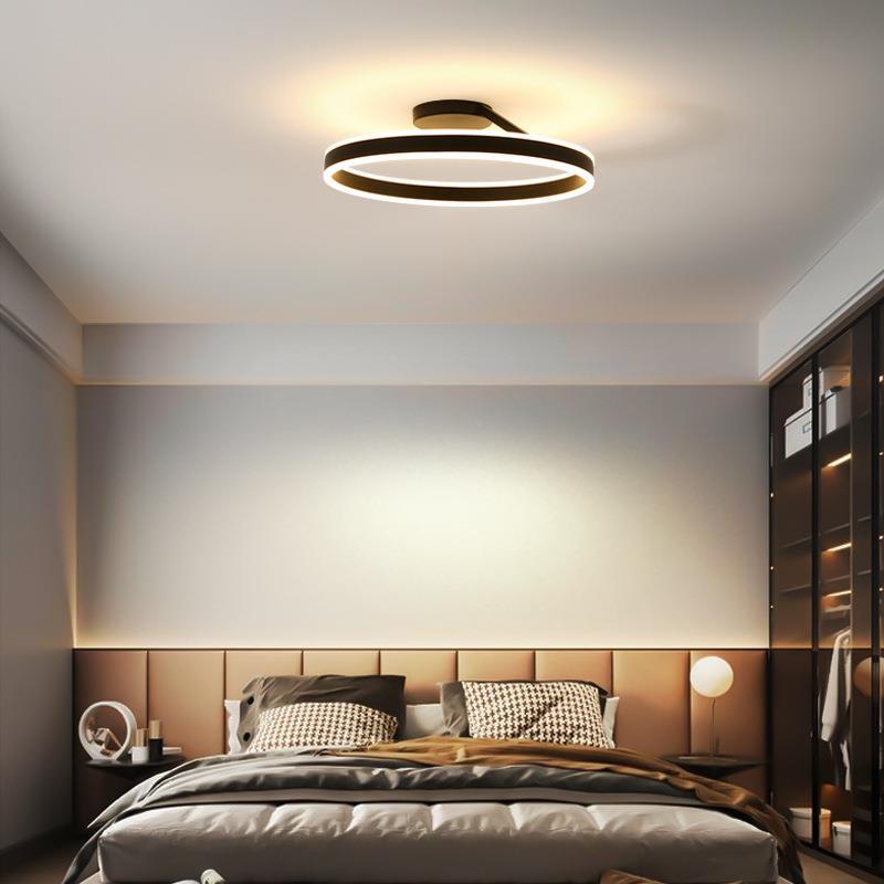 Modern Ring LED Flush Mount Ceiling Light – Dimmable with Remote – Metal & Acrylic – for Bedroom, Hallway, Dining Room | Thomler