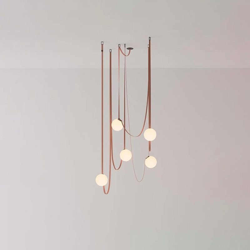 Pendant Light Leather 5.9 in Adjustable Living Room Dining Room Chandelier Modern Ceiling Fixture | Thomler