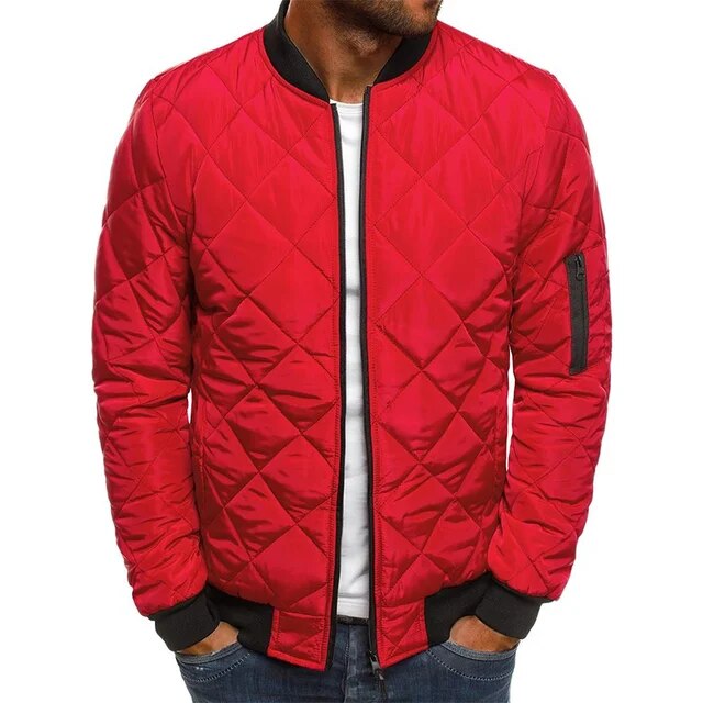 Men's Padded Bomber Jacket with Textured Diamond Stitching & Ribbed Trim for Everyday Wear, Layering & Cold Weather | Thomler