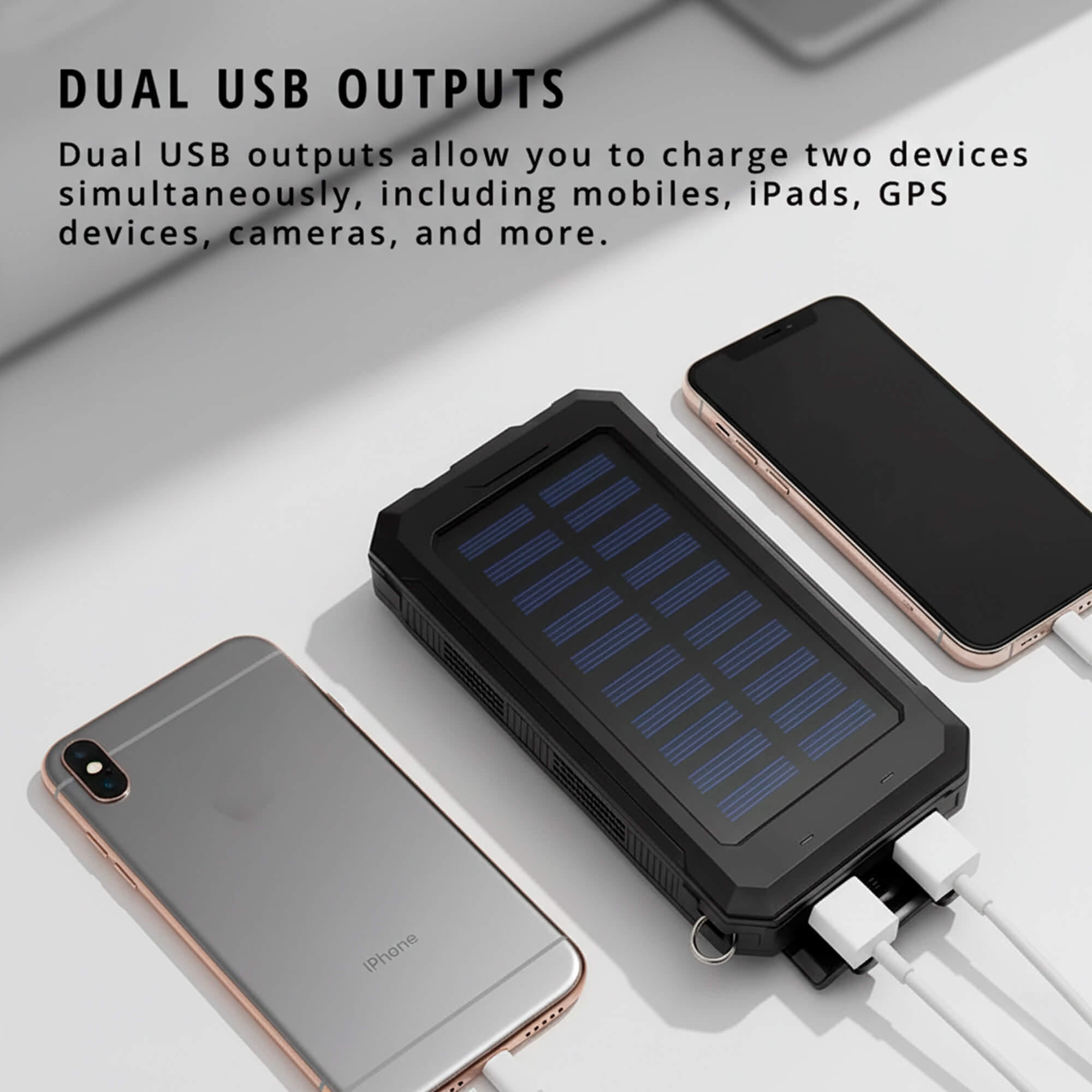Power Bank Solar 500000mAh Dual USB Outdoor Camping Emergency Charger Waterproof Portable Battery Pack | Thomler