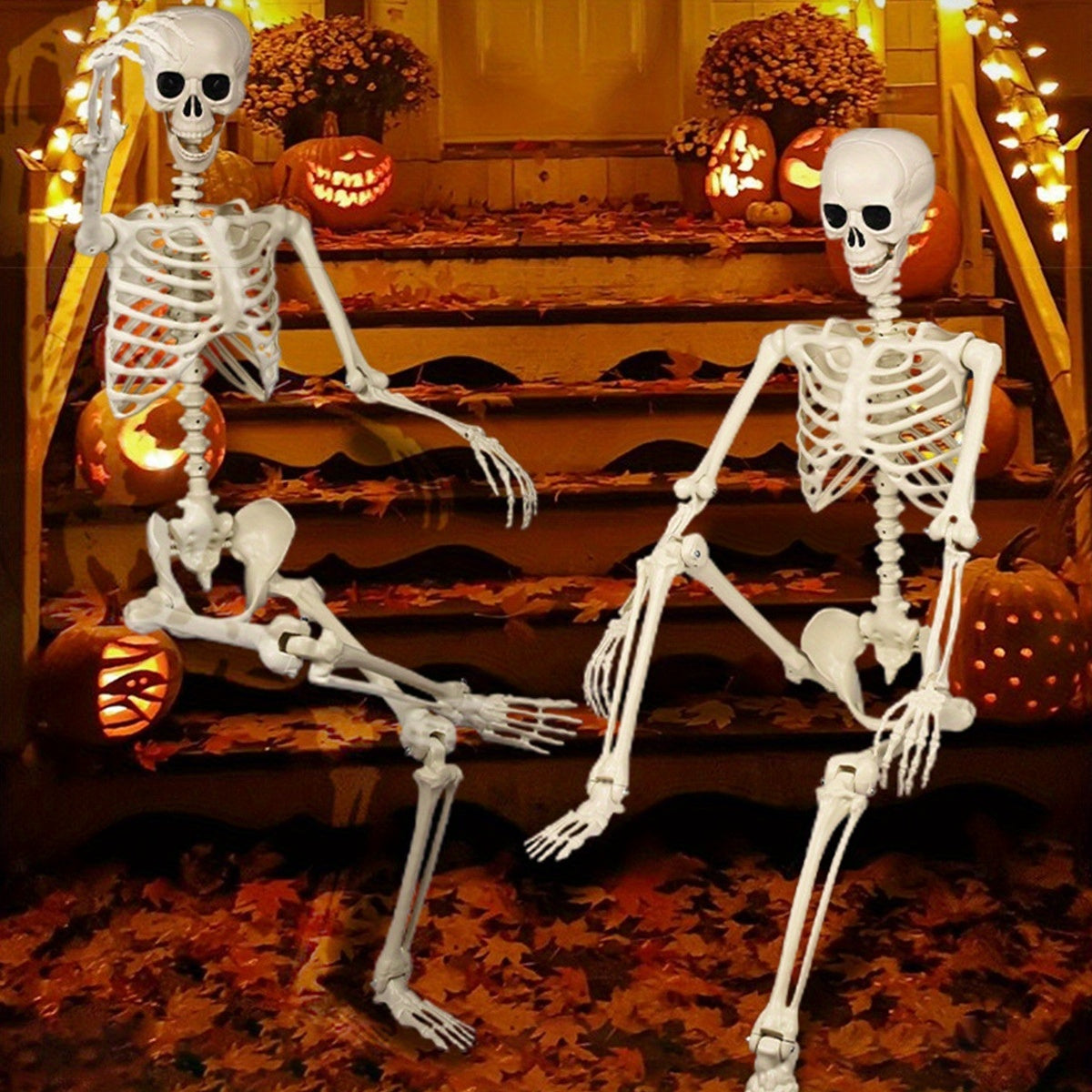 Life-Size 5.5 ft Poseable Skeleton Figure for Halloween Yard & Indoor Display | Thomler