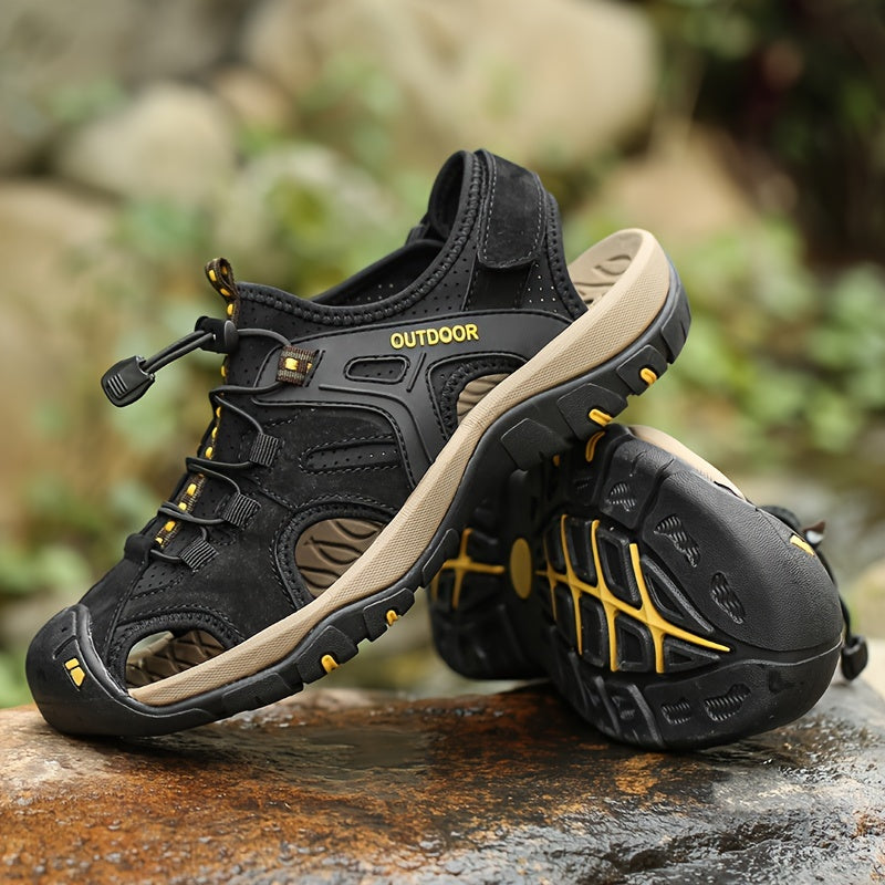 Men's Closed-Toe Sport Sandals with Elastic Strap – Breathable Rubber Sole Outdoor Footwear for Hiking & Summer | Thomler