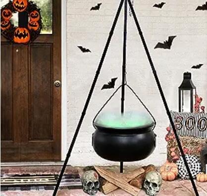 51-Inch Illuminated Halloween Cauldron with Stand & Candy Holder for Yard & Porch Displays | Thomler
