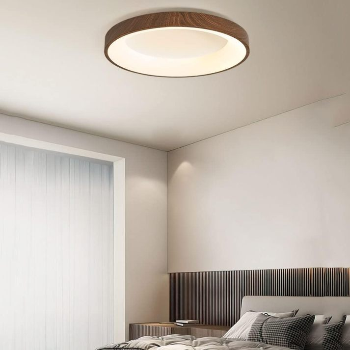 Ceiling Lamp Wood Finish 35.0 cm Round LED Living Room Bedroom Hallway Lighting | Thomler