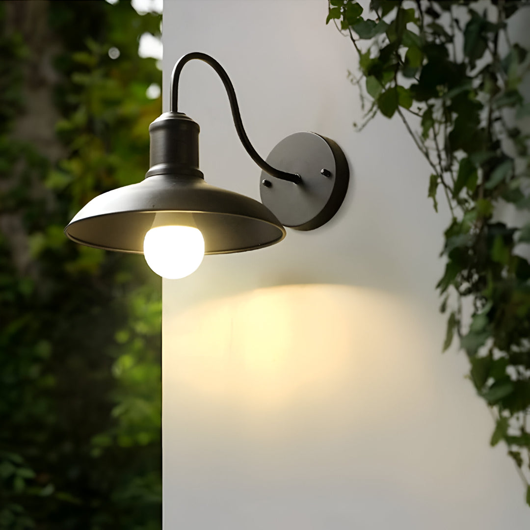 Wall Lamp Iron 37.0 cm Black Outdoor Garden Patio Industrial Vintage Facade Entrance LED Lighting Fixture | Thomler