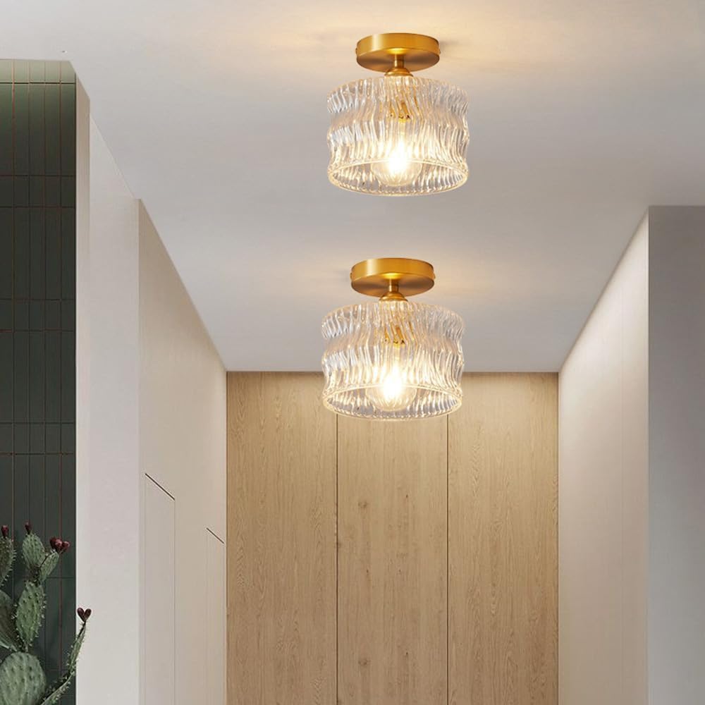 Ceiling Lamp Glass 25.0 cm Gold Indoor Hallway Bedroom Living Room Lighting Fixture Decorative Modern Ceiling Light | Thomler
