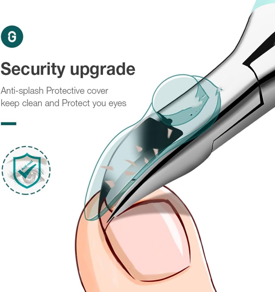 Toenail Clipper Stainless Steel 25° Curved Blade Light Blue Thick Nail Care Precision Trimmer Ingrown Nail Cutter | Thomler