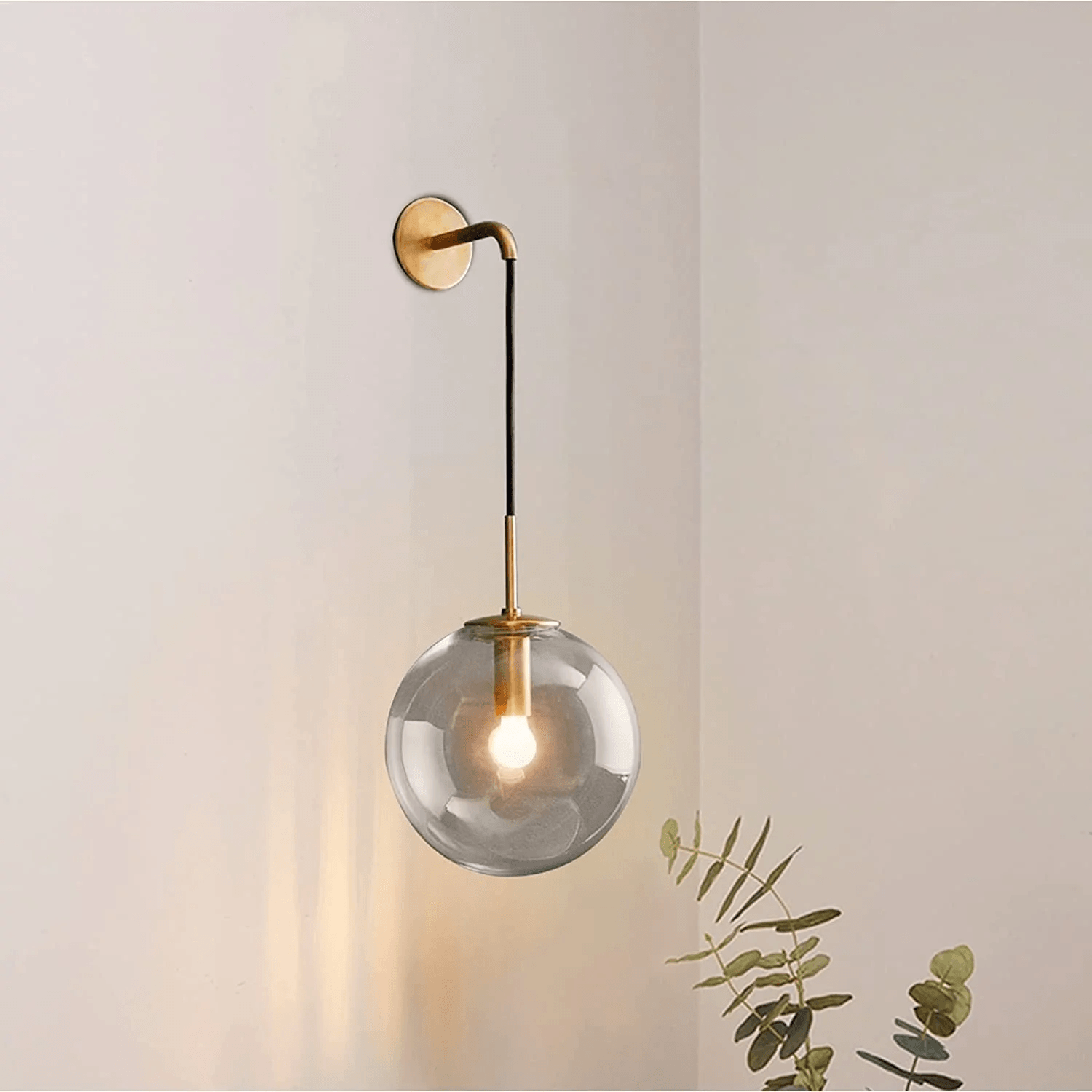 Glass Cylinder Wall Light Fixture Black or Gold Finish for Hallway Bedroom Living Room Entryway Contemporary Indoor Lighting | Thomler