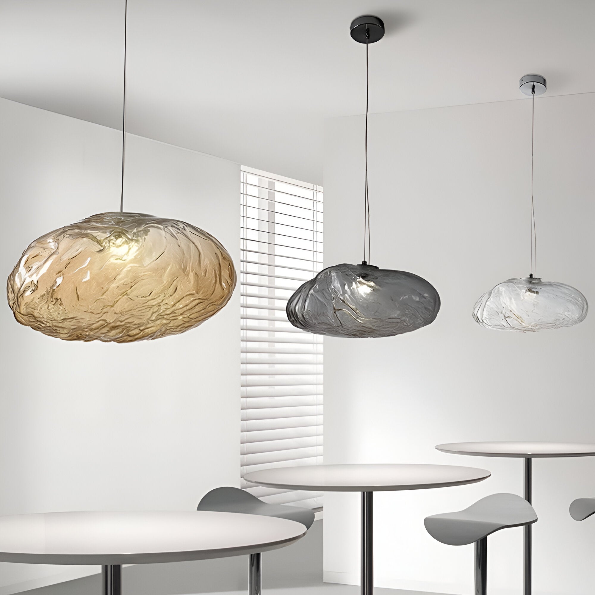 Pendant Light Glass Cloud 15.7 in Amber Dining Room Kitchen Island Hanging Ceiling Lamp Minimalist Nordic Artistic Fixture | Thomler