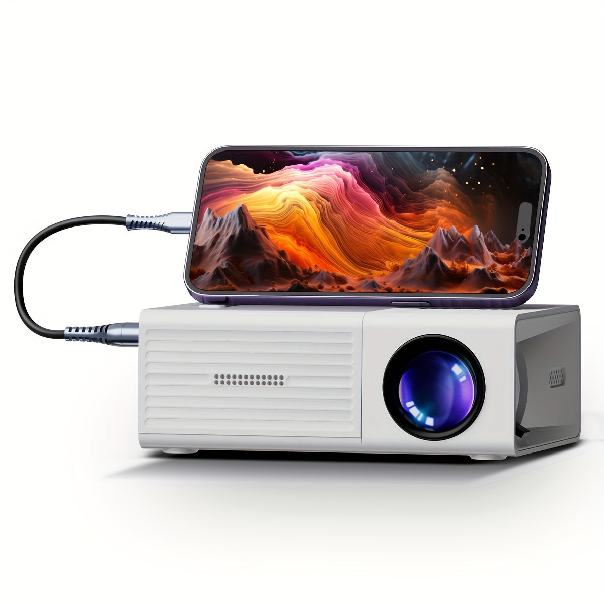 Portable HD Mini Projector 3000 Lumens LED Home Theater Display for Movies Gaming Presentations HDMI USB Compatible 80-Inch Screen Indoor | Thomler