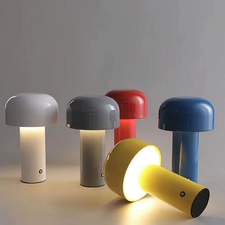 Cordless Mushroom Table Lamp with Touch Dimmer & USB-C Rechargeable Battery for Bedroom, Desk & Outdoor | Thomler
