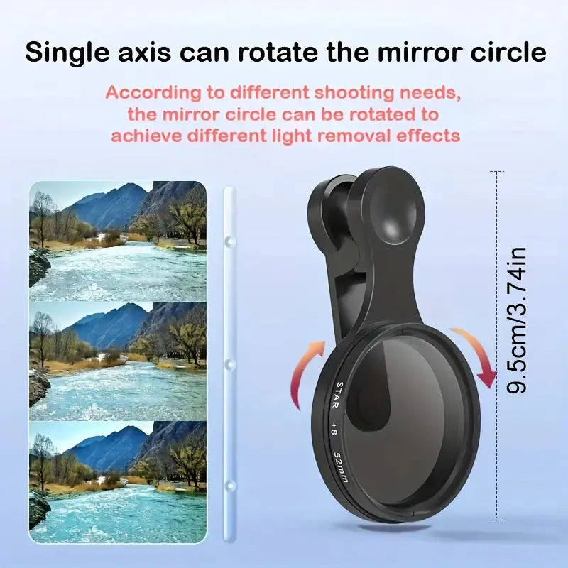 Phone Camera CPL Filter 52.0 mm Universal Clip Outdoor Photography Polarising Lens Reflection Reduction Colour Enhancement Accessory | Thomler