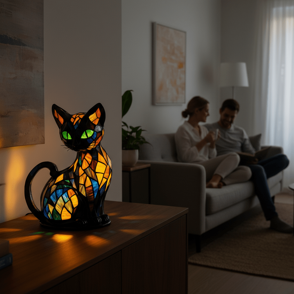 Table Lamp Silicone 5 in Soft LED Cat Night Light Desk Shelf Bedroom Mood Lamp Portable Touch Control | Thomler