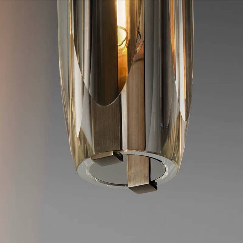 Pendant Light Glass Cylinder 15 in Adjustable Hanging Bedroom Dining Room Ceiling Fixture Modern Minimalist Lighting | Thomler