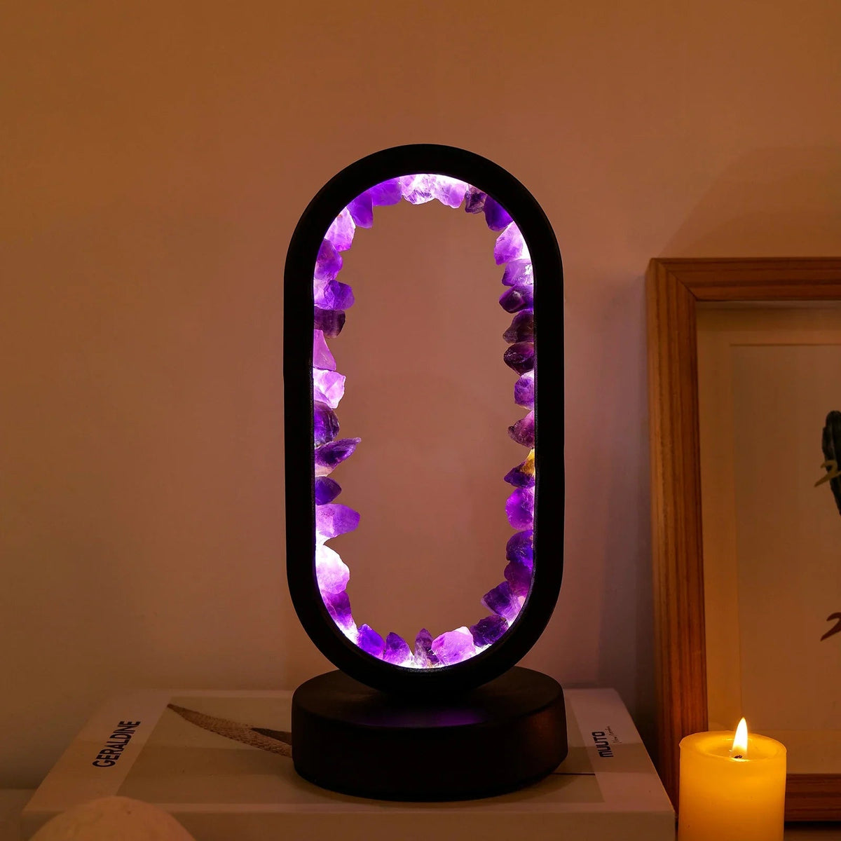Genuine Crystal Stone Mood Lamp for Relaxation & Meditation, Handcrafted Mineral Accent Light for Home Décor | Thomler