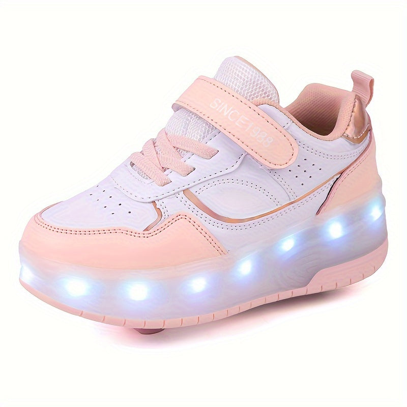 LED Light-Up Roller Skate Sneakers for Kids with Removable Wheels – USB Rechargeable Inline Shoes for Boys & Girls | Thomler