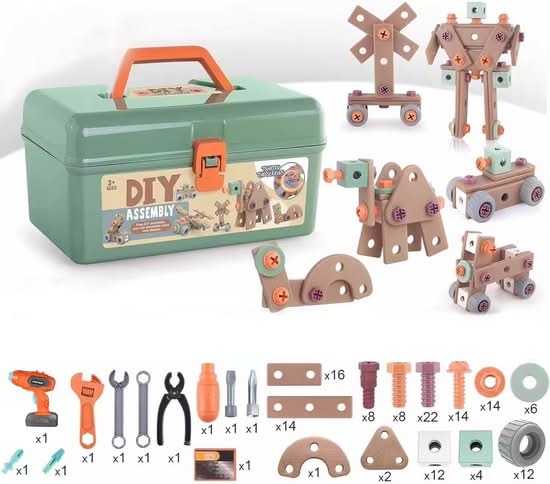 Toy Tool Set ABS Plastic 198 Piece Creative Building Role Play Motor Skills Construction Kit Rechargeable Educational Toy | Thomler
