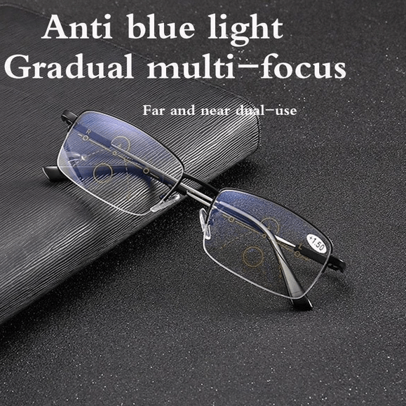 Titanium Multi-Focus Reading Glasses for Near & Distance Vision with Blue Light Filter | Thomler