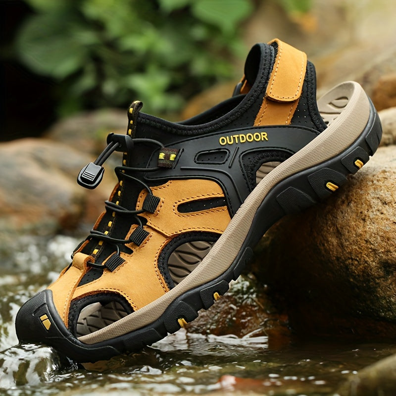 Men's Leather Fisherman Sandals with Closed Toe - Breathable Summer Sandals for Walking, Hiking & Casual Outdoor Wear | Thomler