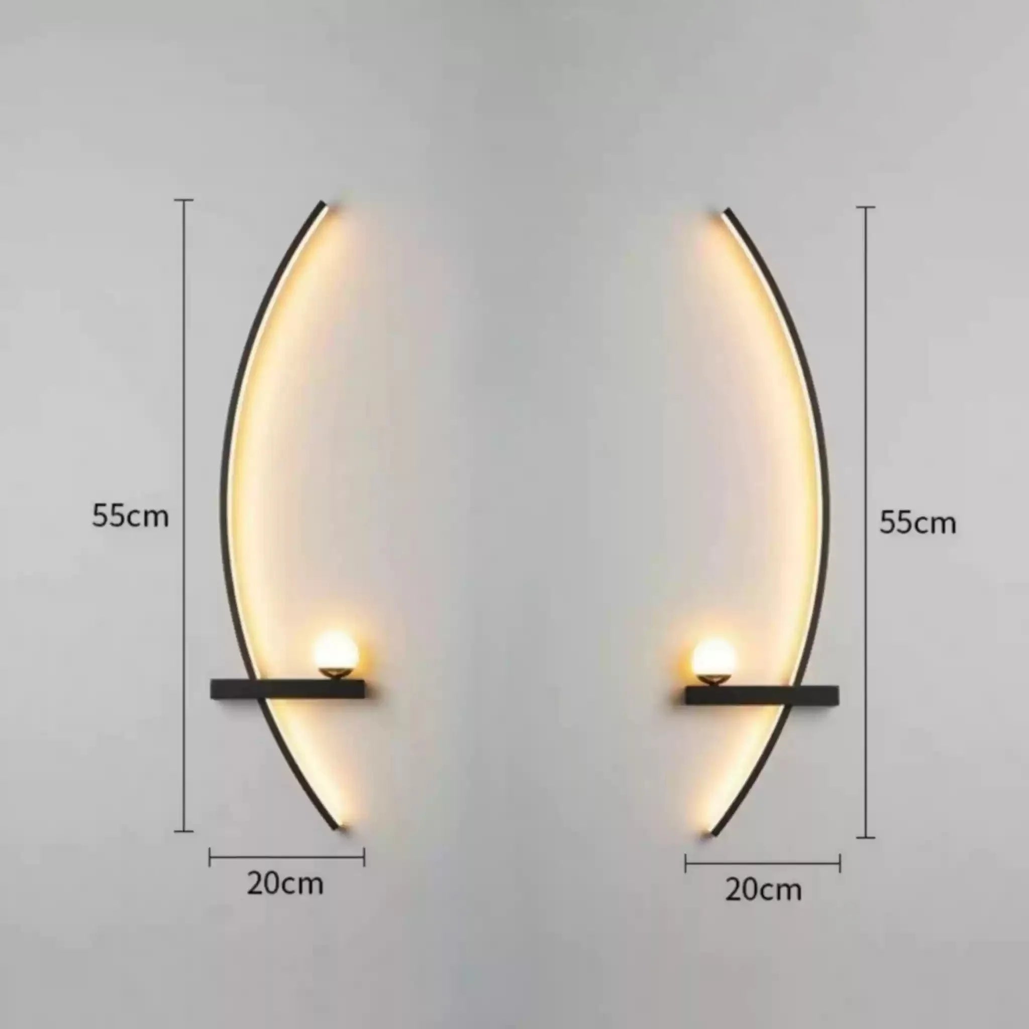 Wall Light Aluminum Acrylic LED Black Gold Modern Bedroom Hallway Decorative Crescent Linear Lighting Fixture | Thomler