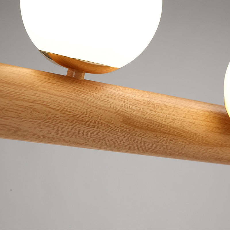 Bubble Glass Pendant Light with Wood Canopy – Modern Orb Ceiling Fixture for Dining Room & Living Room | Thomler