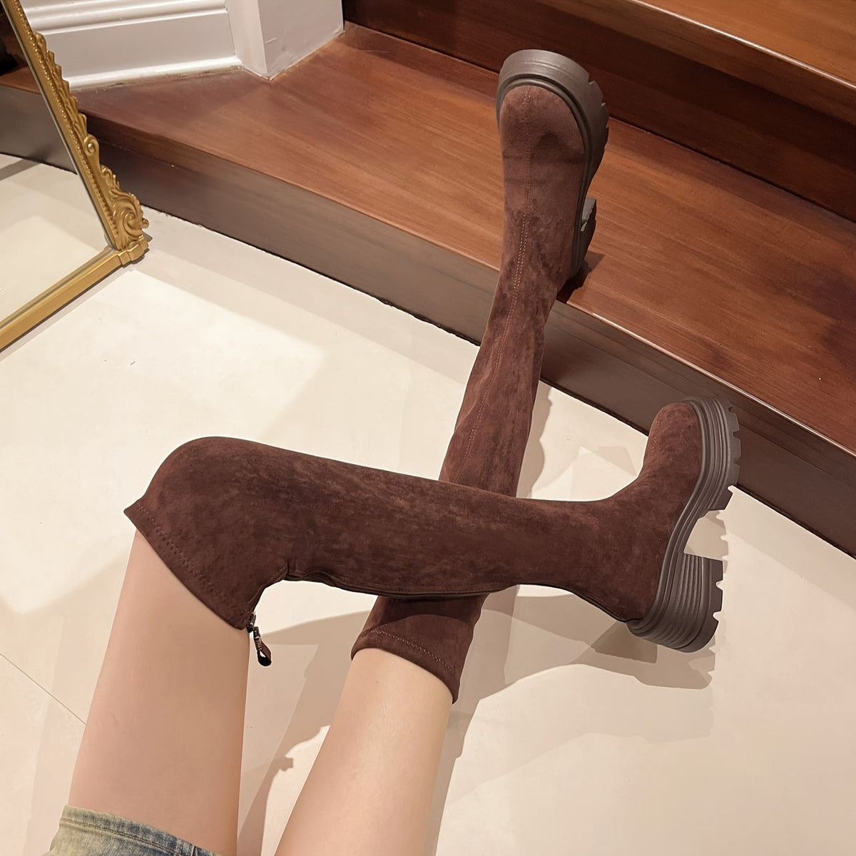 Thigh-High Stiletto Boots with Round Toe for Women – Year-Round Fashion | Thomler