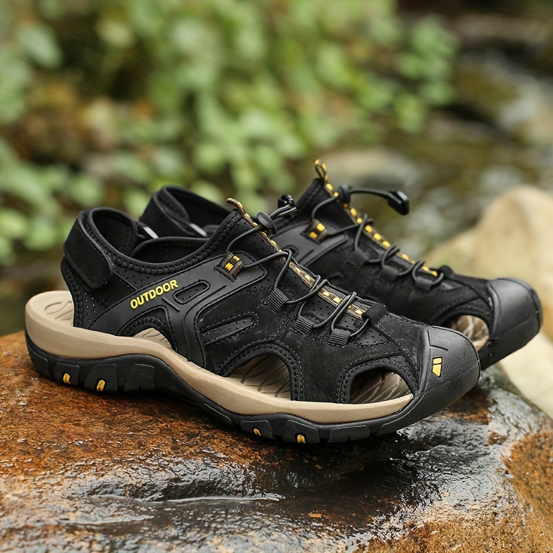 Men's Leather Fisherman Sandals with Closed Toe - Breathable Summer Sandals for Walking, Hiking & Casual Outdoor Wear | Thomler