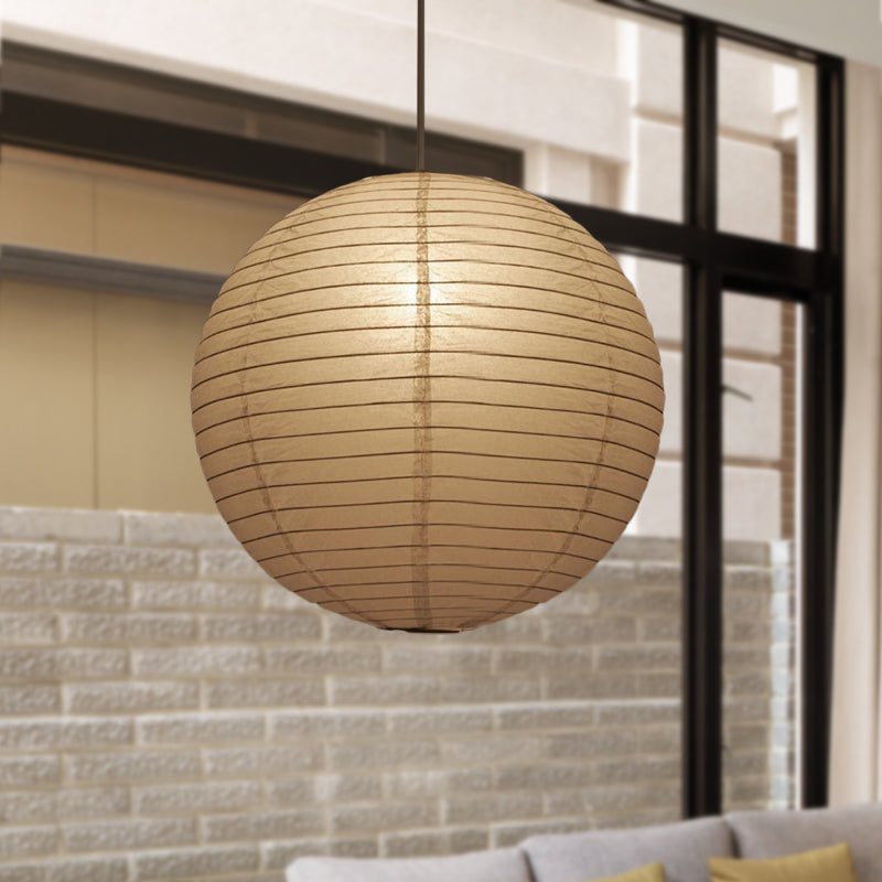 Japanese Paper Lantern Pendant Light White Round Ceiling Fixture for Dining Room Bedroom Kitchen Island Hanging Lamp E26 Base Modern Asian | Thomler