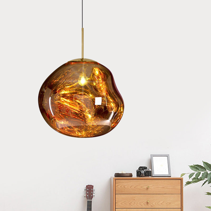 Glass Pendant Light Fixture for Dining Room & Kitchen – Modern Metal Hanging Lamp in Gold, Silver & Red – E26 Socket for LED & | Thomler