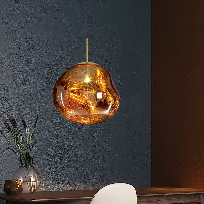 Glass Pendant Light Fixture for Dining Room & Kitchen – Modern Metal Hanging Lamp in Gold, Silver & Red – E26 Socket for LED & | Thomler