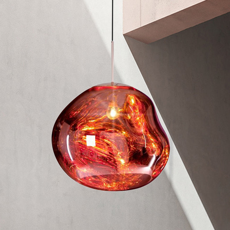 Glass Pendant Light Fixture for Dining Room & Kitchen – Modern Metal Hanging Lamp in Gold, Silver & Red – E26 Socket for LED & | Thomler