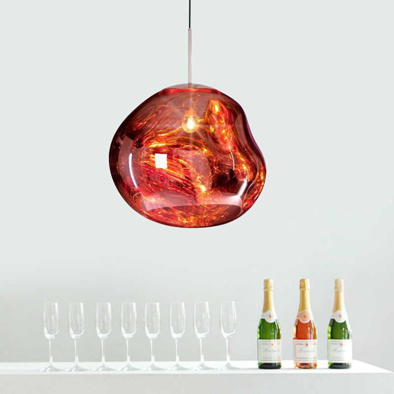 Glass Pendant Light Fixture for Dining Room & Kitchen – Modern Metal Hanging Lamp in Gold, Silver & Red – E26 Socket for LED & | Thomler