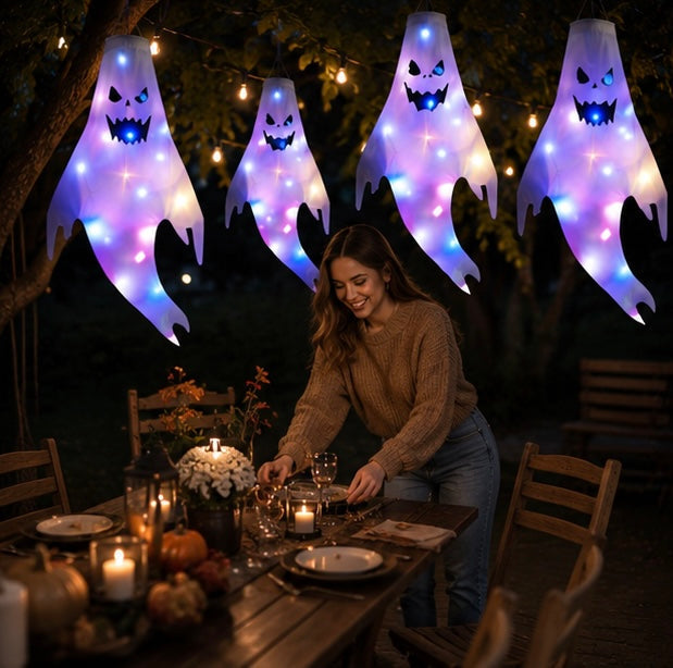 LED Illuminated Spirit Windsock Decorations for Outdoor Yards and Indoor Displays – Festive October Hanging Accents | Thomler